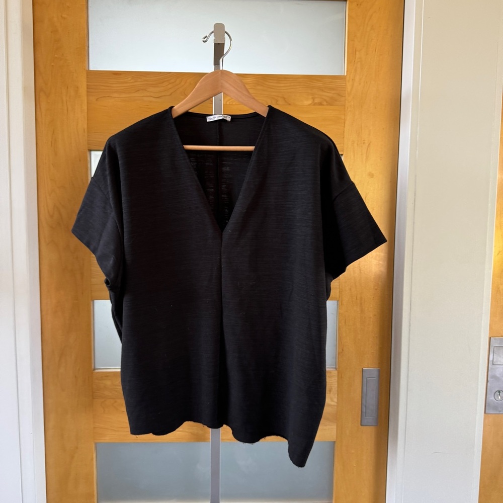 Zara Black Boxy Blouse with Mandarin Collar
